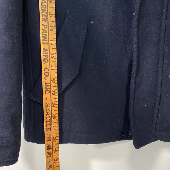 Levi’s Men’s Wool Blend Hooded Military Pea Coat Jacket Full Zip Large Navy - Picture 10 of 10